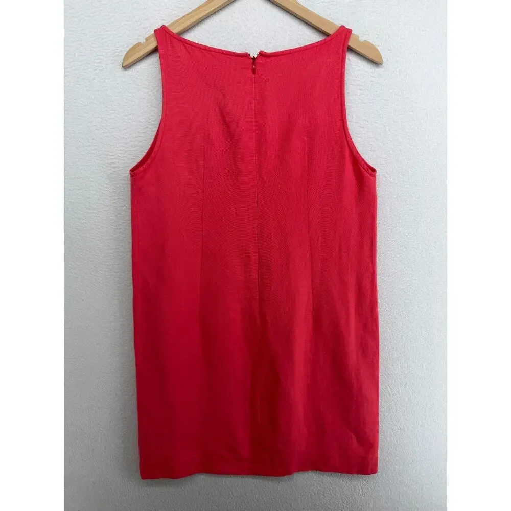 MICHAEL KORS BERGDORF GOODMAN Dress 10 Shift Mini Sleeveless Punch Red Italy Vtg